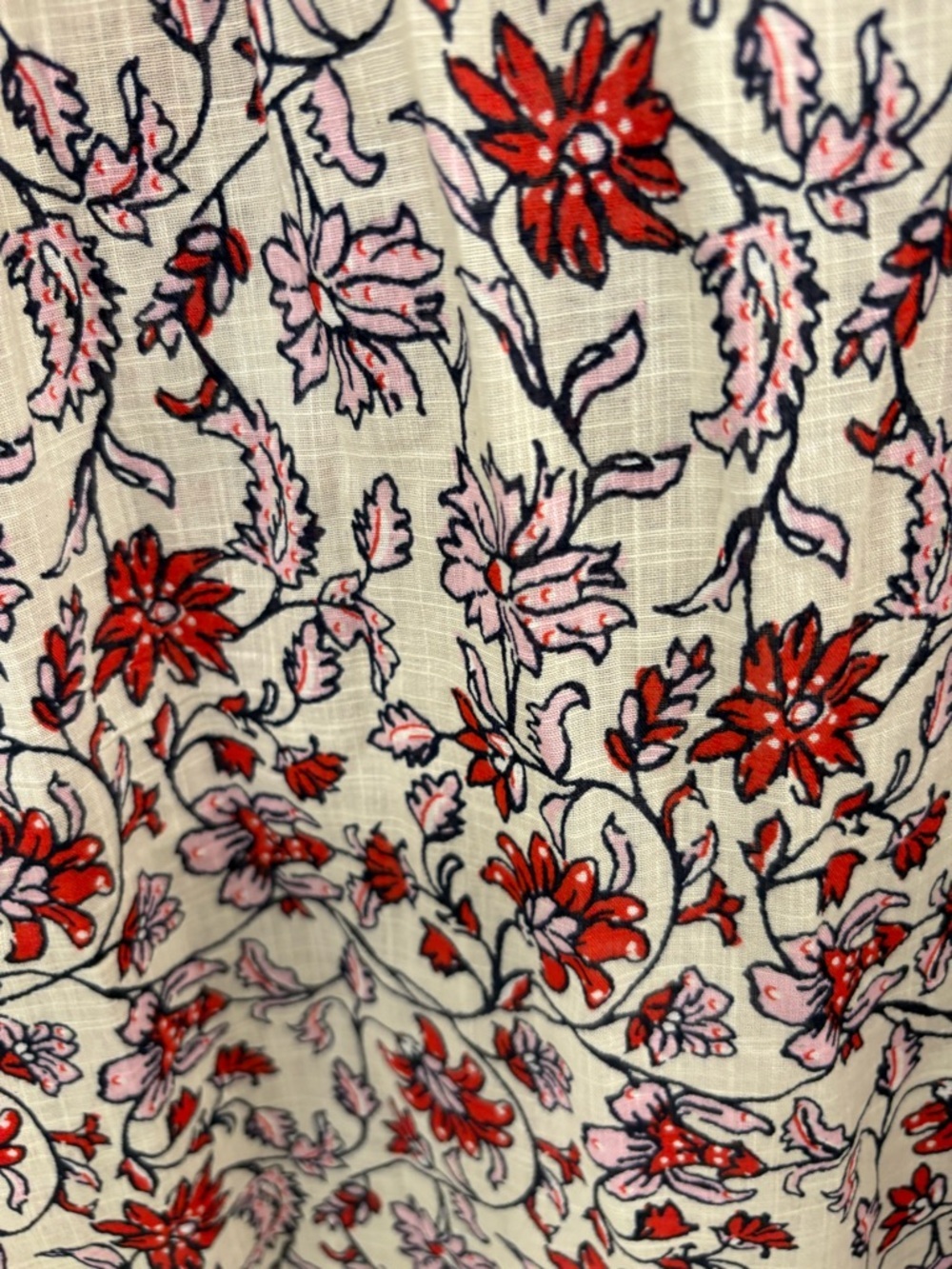 J. Jill Red White Floral Patchwork Boho Cotton Button Down Size Medium Petite - Picture 14 of 14